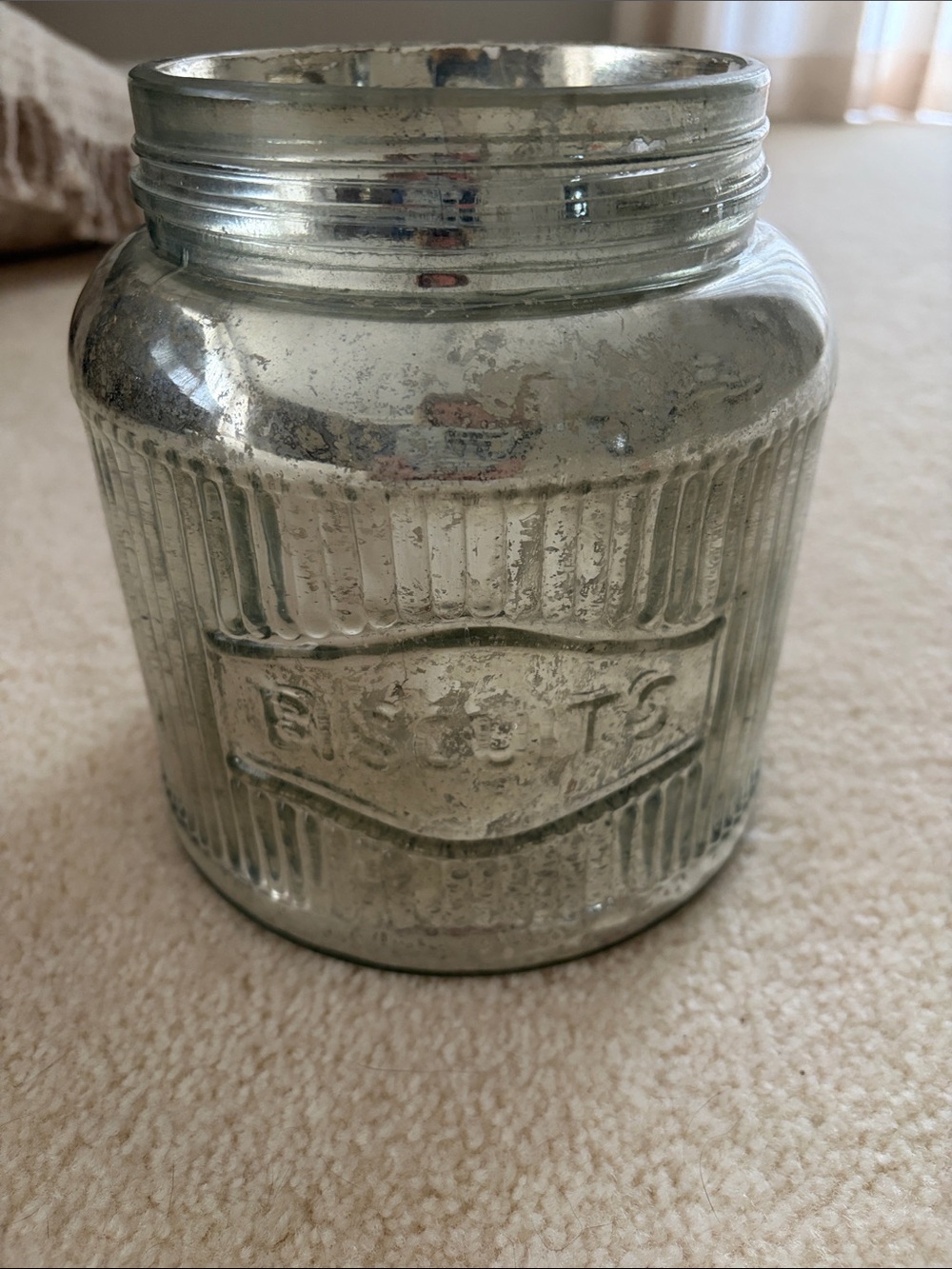 Pottery Barn Silver Mercury Glass Biscuit Jar Accent